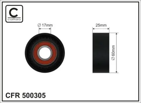 Ролик натяжного механізму поліклинового ремня Mazda 3/6/CX-5 2.2D 04.12- 60x17x25 CAFFARO 500305
