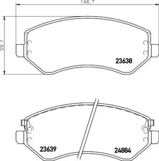 Гальмівні колодки, дискове гальмо (набір) HELLA 8DB355010051