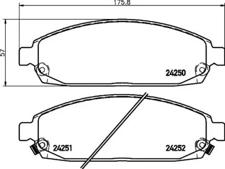 Гальмівні колодки, дискове гальмо (набір) HELLA 8DB355012101