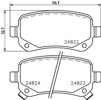 Гальмівні колодки, дискове гальмо (набір) HELLA 8DB355014331