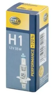 Лампа розжарювання, H1 12V 55W P14,5s, +120% HELLA 8GH223498011