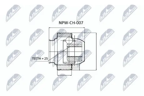 ШАРНІР РІВНИХ КУТОВИХ ШВИДКОСТЕЙ | JEEP GRAND CHEROKEE 93-05, JEEP LIBERTY 02- /ЗАД НА МОСТ/ NTY NPWCH007