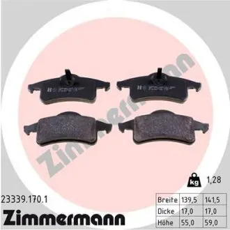 Гальмівні колодки, дискове гальмо (набір) ZIMMERMANN 233391701